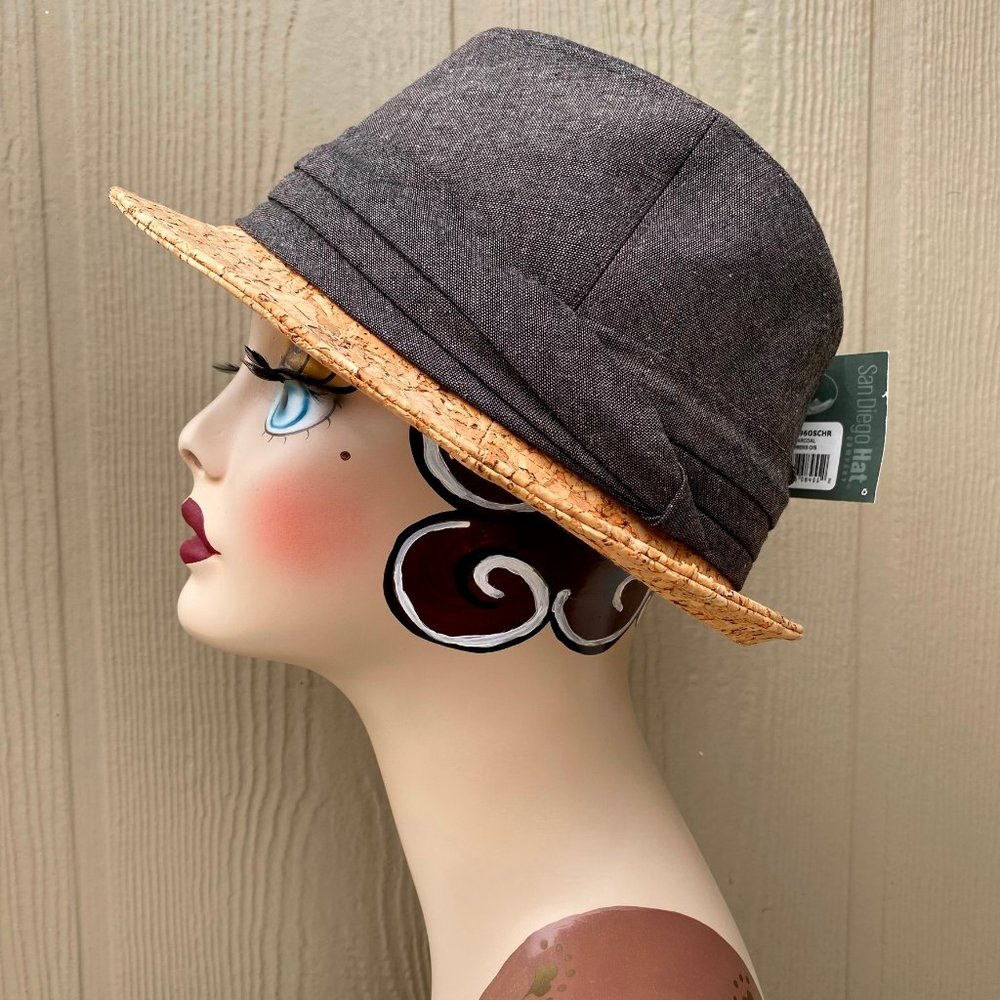 San Diego Hat Company Linen & Wood Cork Trilby Fedora Hat